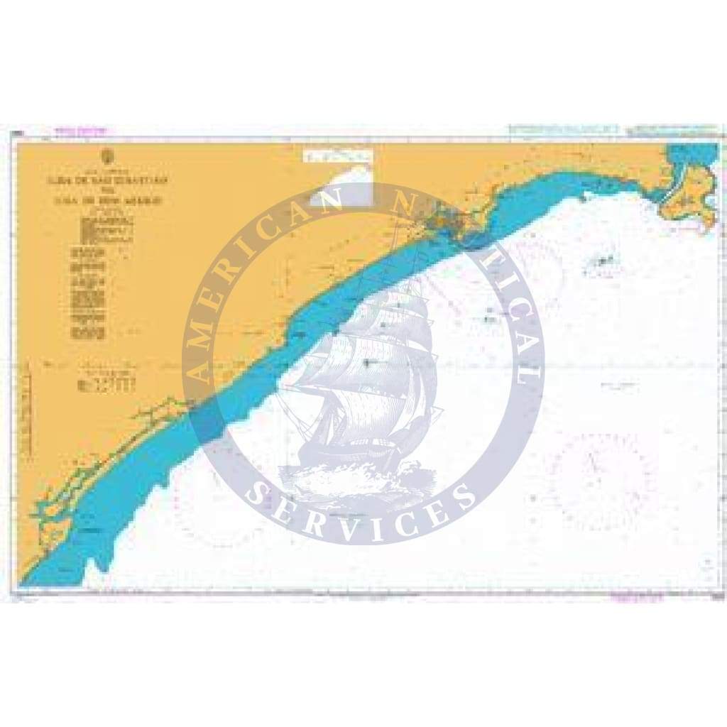 British Admiralty Nautical Chart 3980: Ilha de Sao Sebastiao to Ilha de Bom Abrigo