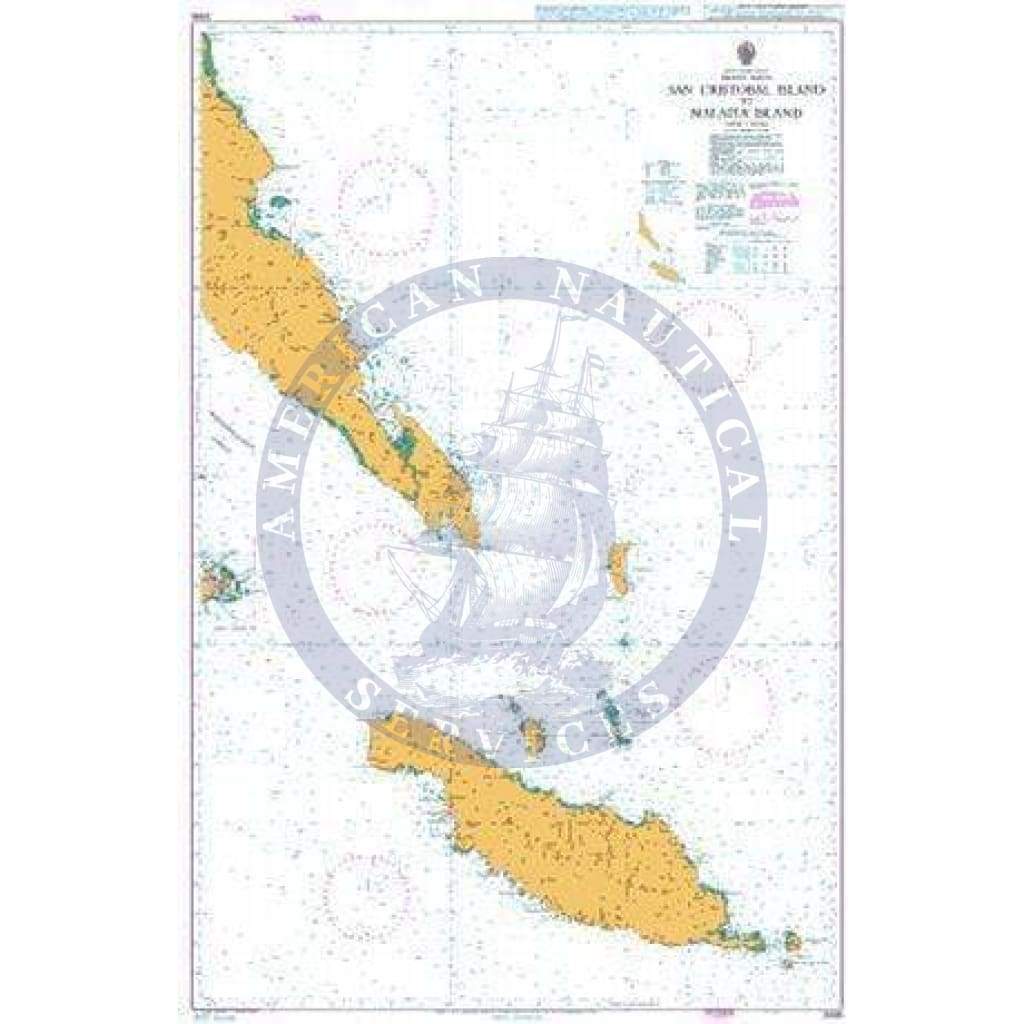 British Admiralty Nautical Chart 3998: San Cristobal Island to Malaita Island