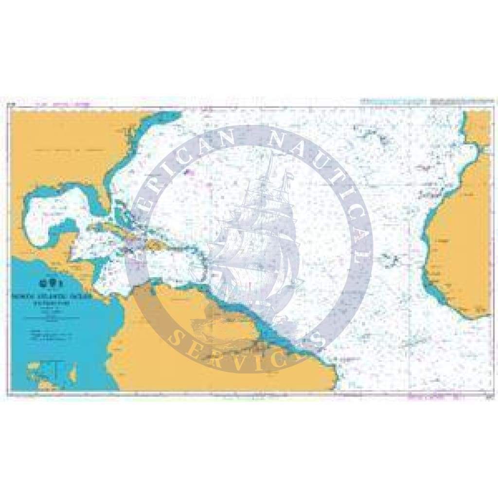 British Admiralty Nautical Chart 4012: North Atlantic Ocean Southern Part