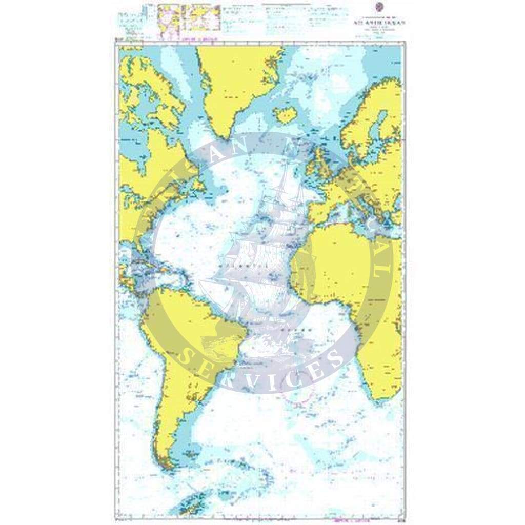British Admiralty Nautical Chart 4015: A Planning Chart for the Atlantic Ocean