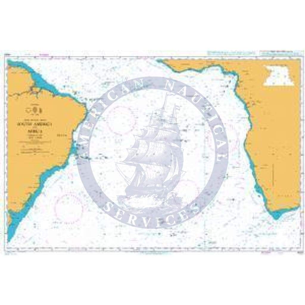 British Admiralty Nautical Chart 4022: South America to Africa