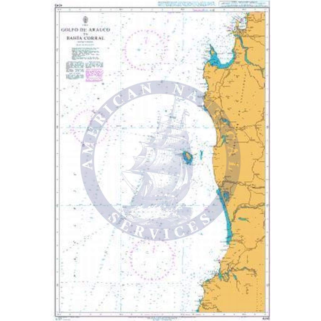 British Admiralty Nautical Chart 4245: Golfo de Arauco to Bahia Corral