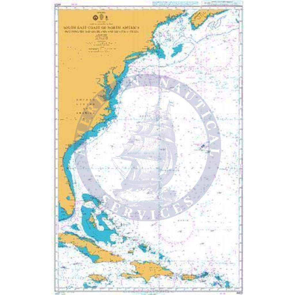 British Admiralty Nautical Chart 4403: Southeast Coast of North America including the Bahama Islands and Greater Antilles