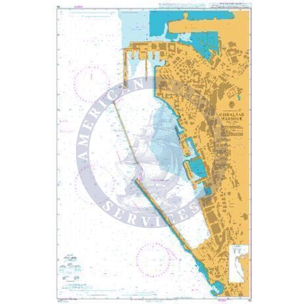 British Admiralty Nautical Chart 45: Mediterranean Sea, Gibraltar Harbour