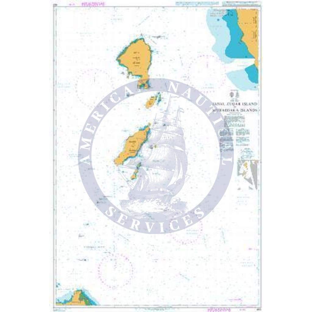 British Admiralty Nautical Chart 453: Red Sea, Jazirat Jabal Zuqar to Muhabbaka Islands