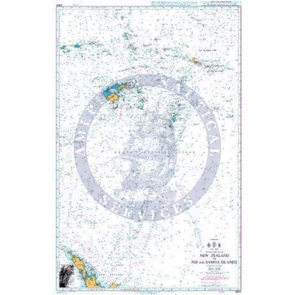 British Admiralty Nautical Chart 4605: New Zealand to Fiji and Samoa Islands