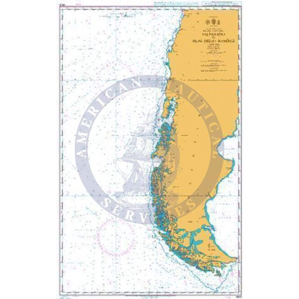 British Admiralty Nautical Chart 4609: Valparaiso to Islas Diego Ramirez