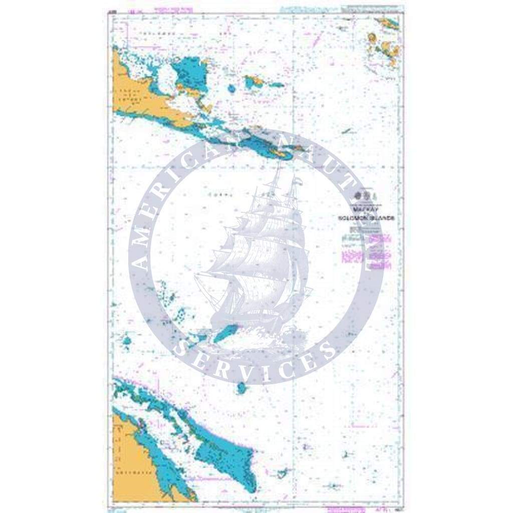 British Admiralty Nautical Chart  4621: Coral and Solomon Seas, Mackay to Solomon Islands