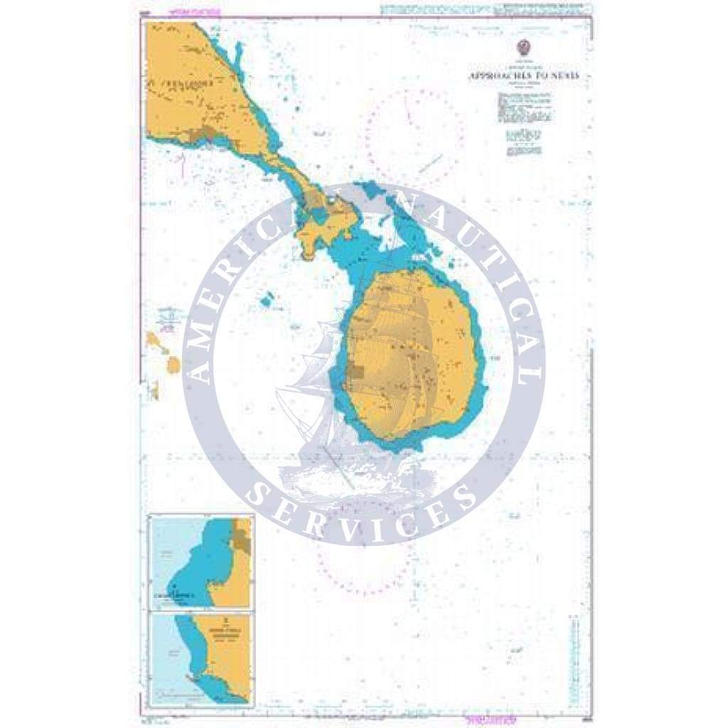 British Admiralty Nautical Chart 489: Approaches to Nevis