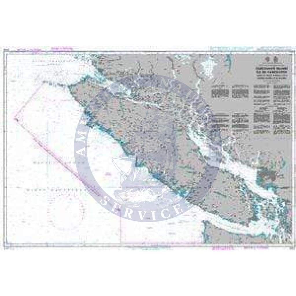 British Admiralty Nautical Chart  4922: Juan de Fuca Strait to / a Queen Charlotte Sound