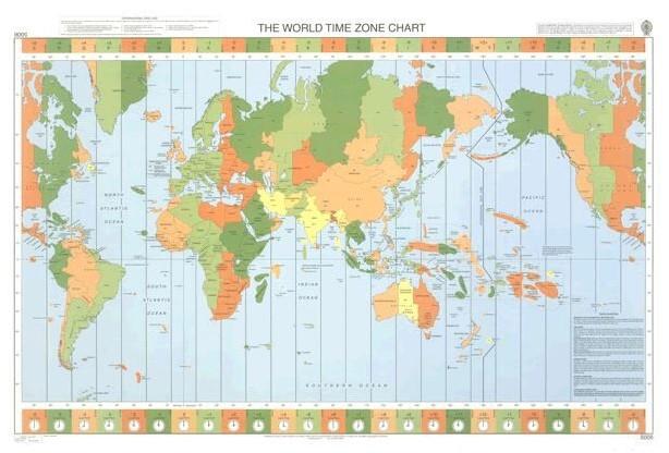 British Admiralty Nautical Chart 5006: The World Time Zone Chart