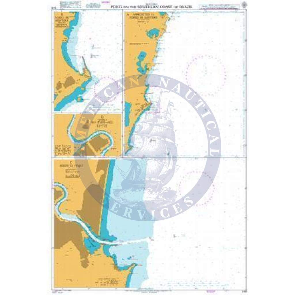 British Admiralty Nautical Chart 549: Ports on the Southern Coast of Brazil