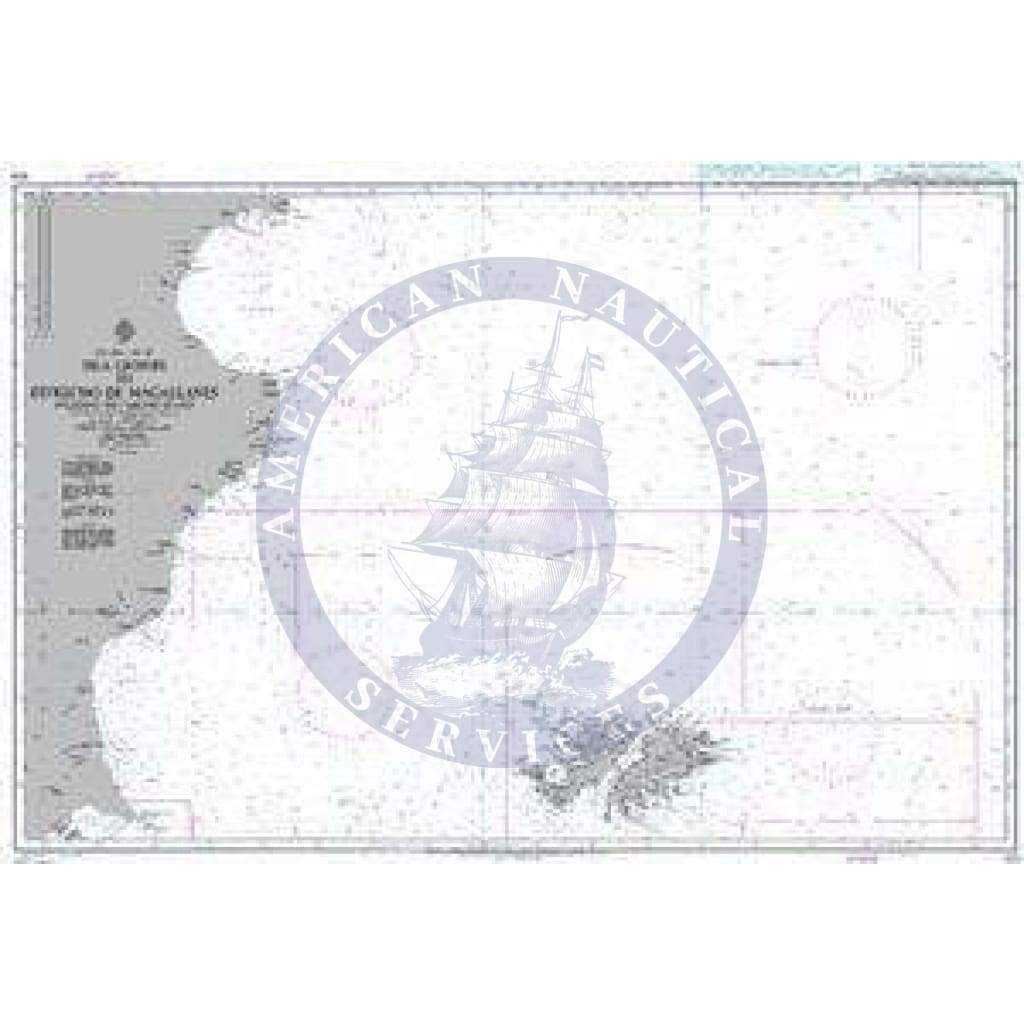 British Admiralty Nautical Chart 558: South America - East Coast, Isla Leones to Estrecho de Magallanes Including the Falkland Islands