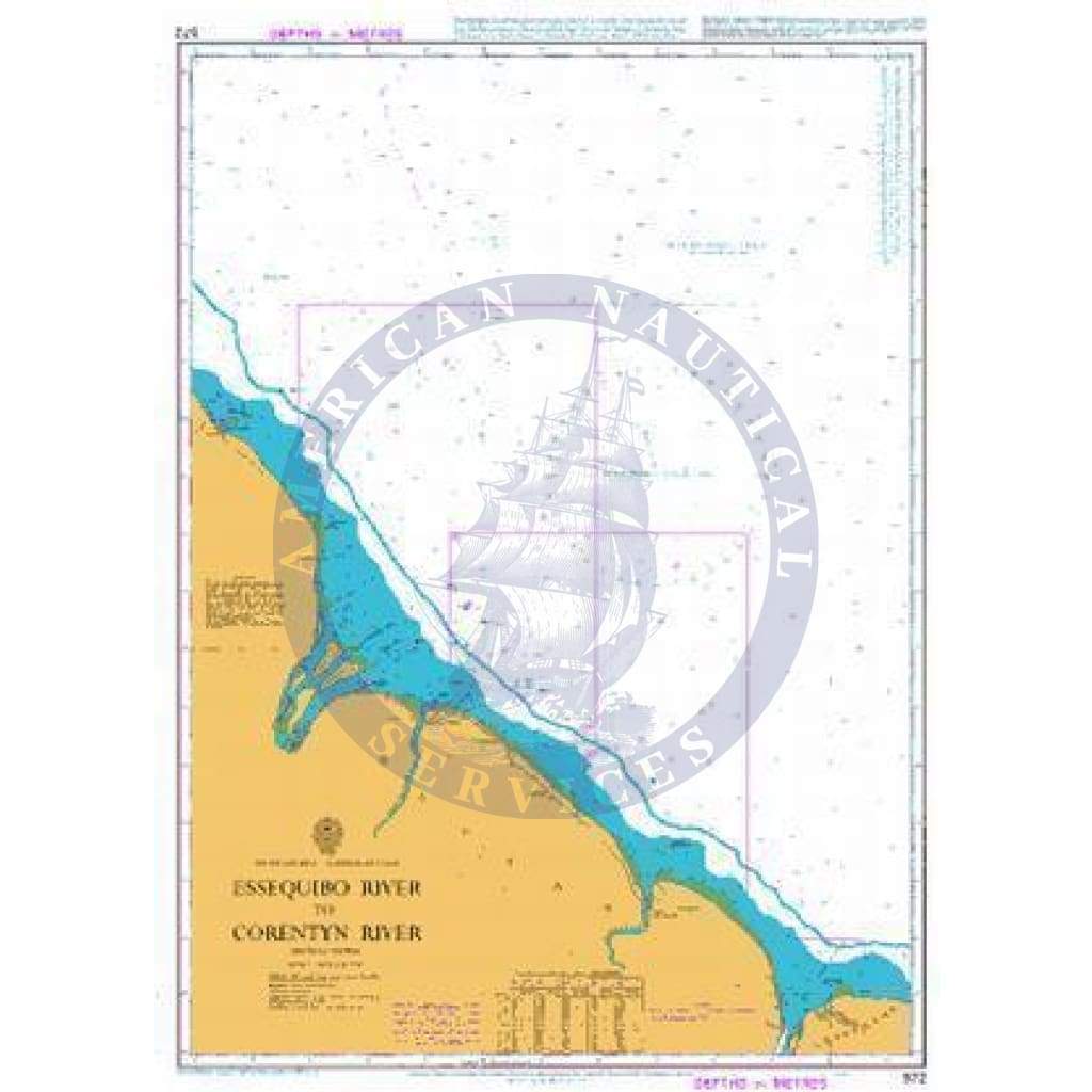 British Admiralty Nautical Chart 572: Essequibo River to Corentyn River
