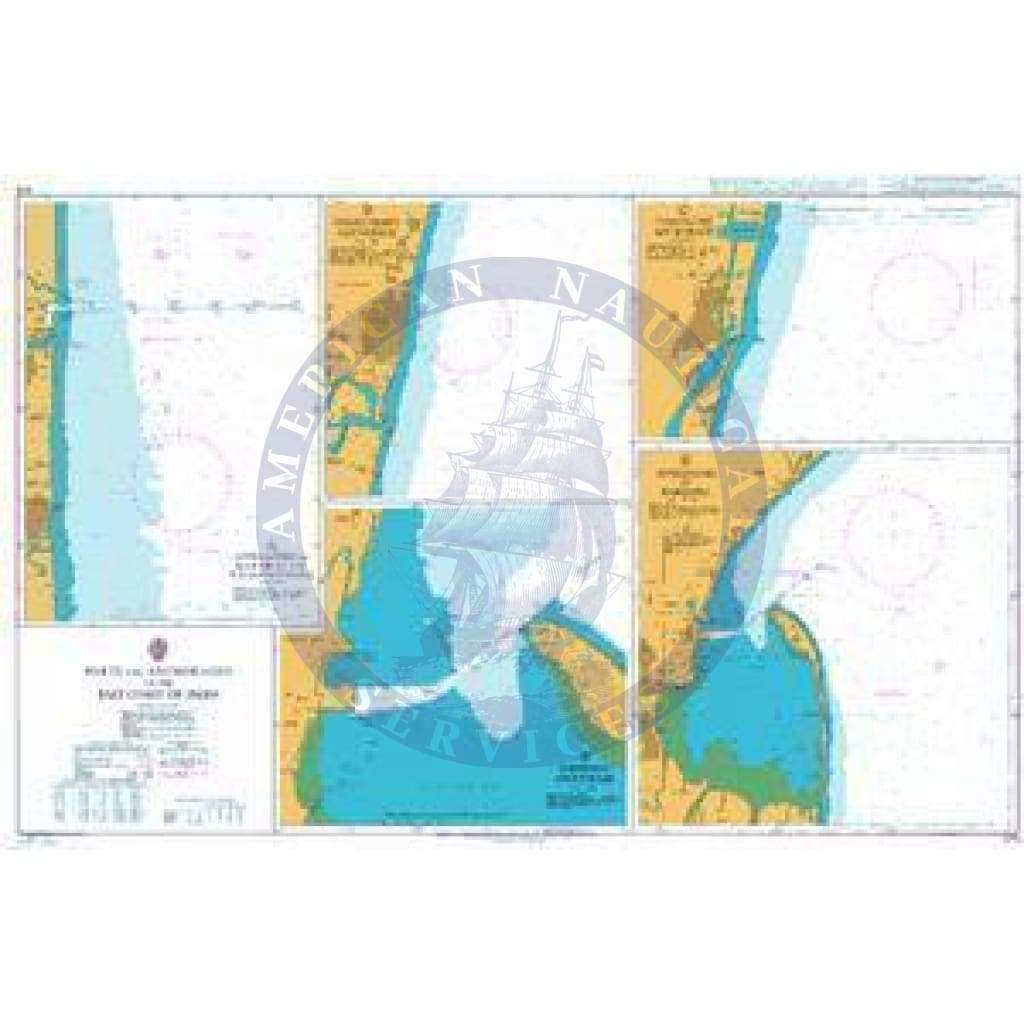 British Admiralty Nautical Chart 575: Anchorages on the East Coast of India