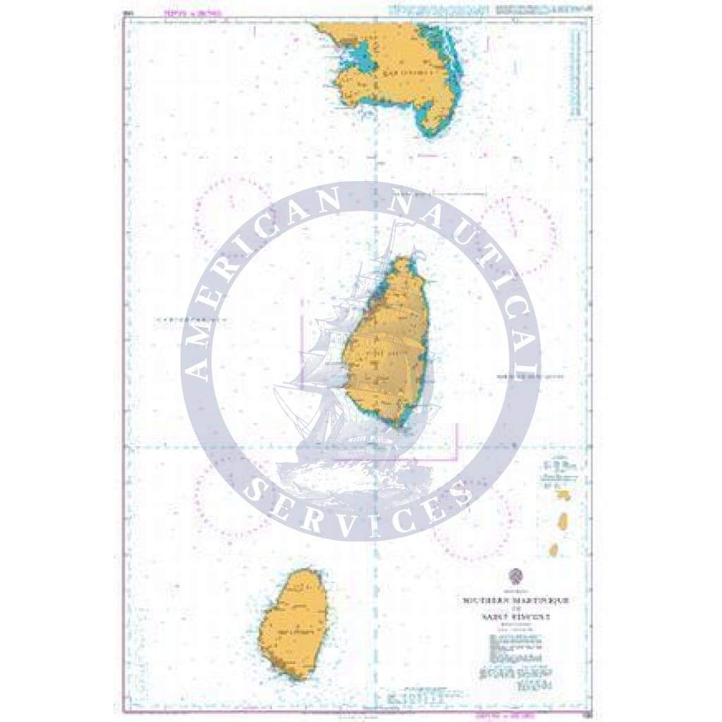 British Admiralty Nautical Chart 596: Southern Martinique to Saint Vincent