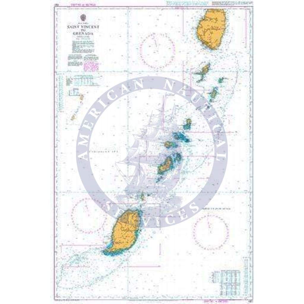 British Admiralty Nautical Chart 597: Saint Vincent to Grenada