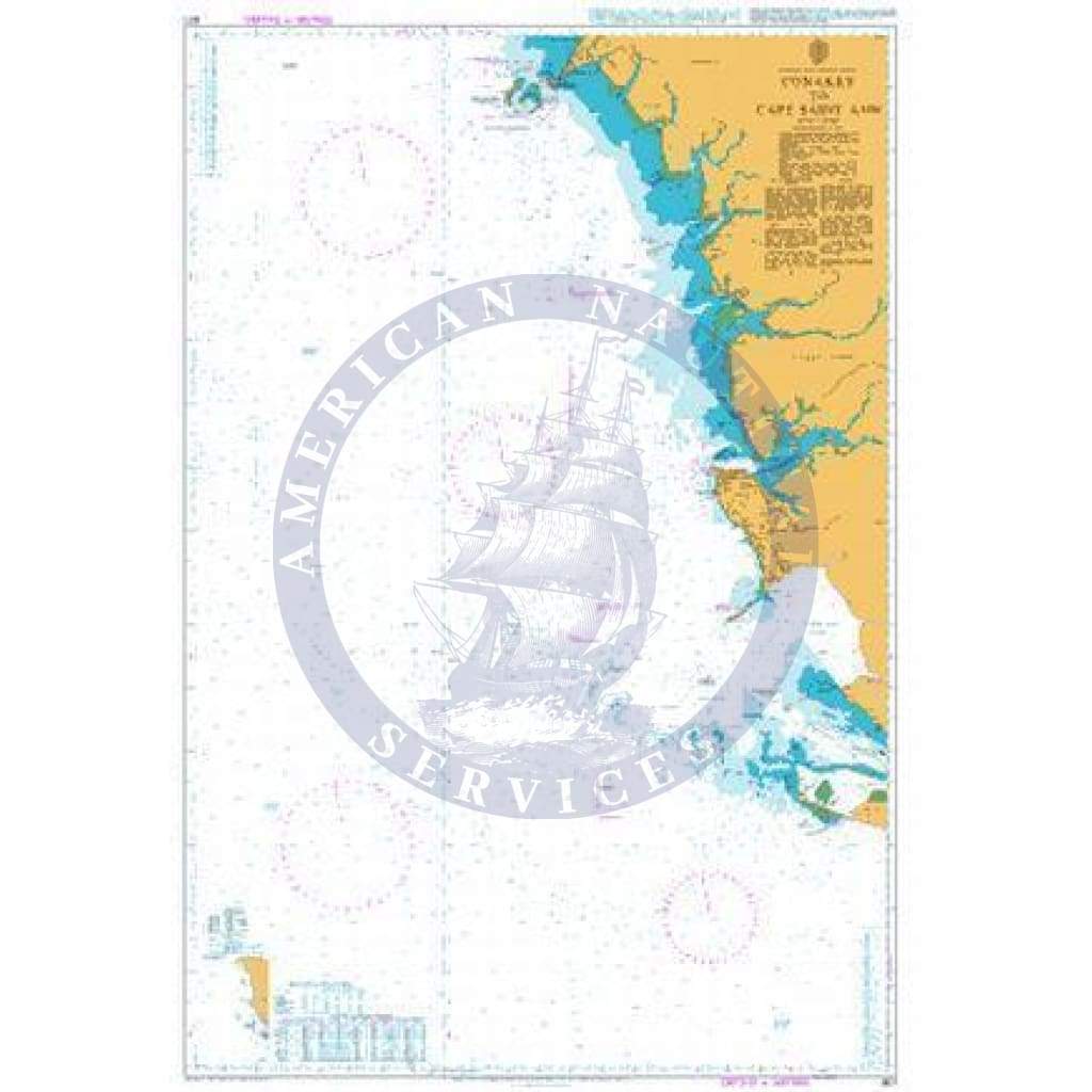 British Admiralty Nautical Chart 601: Guinea and Sierra Leone, Conakry to Cape Saint Annnn.