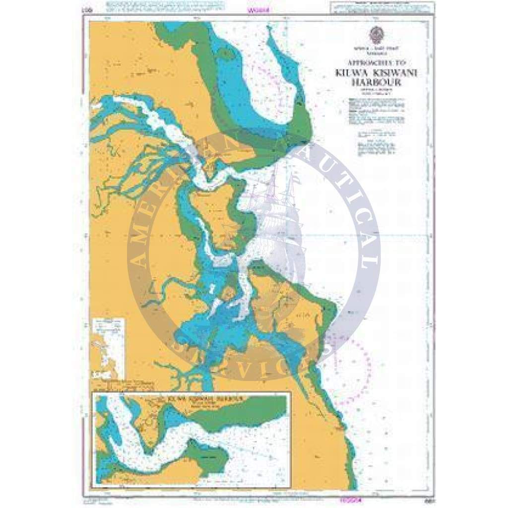 British Admiralty Nautical Chart 661: Approaches to Kilwa Kisiwani Harbour