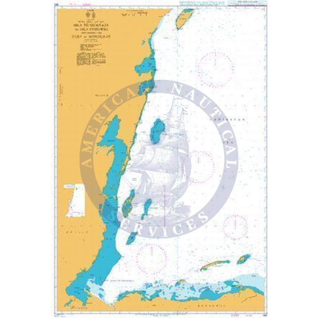 British Admiralty Nautical Chart  662: Isla de Guanaja to Isla Cozumel including the Gulf of Honduras