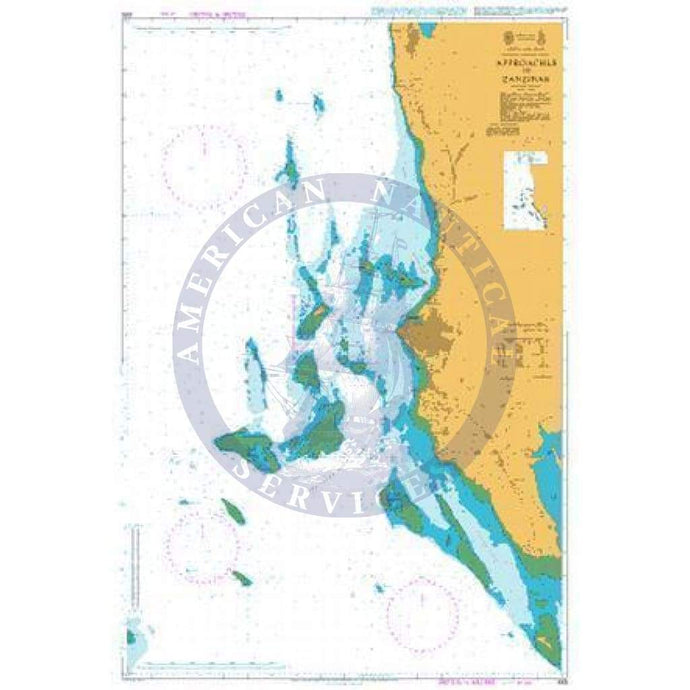 British Admiralty Nautical Chart 665: Africa – East Coast, Tanzania – Zanzibar Island, Approaches to Zanzibar
