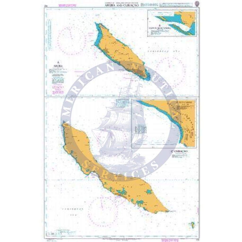 British Admiralty Nautical Chart 702: Caribbean Sea - Nederlandse Antillen and Aruba, Aruba and Curaçao