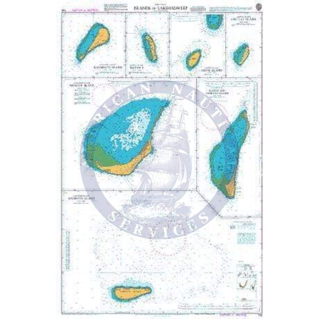 British Admiralty Nautical Chart  705: Islands in Lakshadweep (Laccadive Islands)