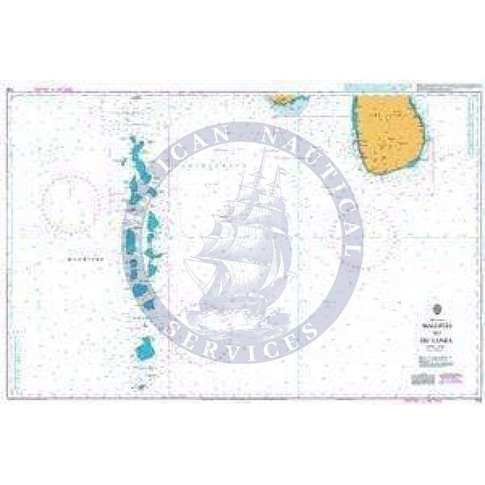 British Admiralty Nautical Chart  709: Maldives to Sri Lanka