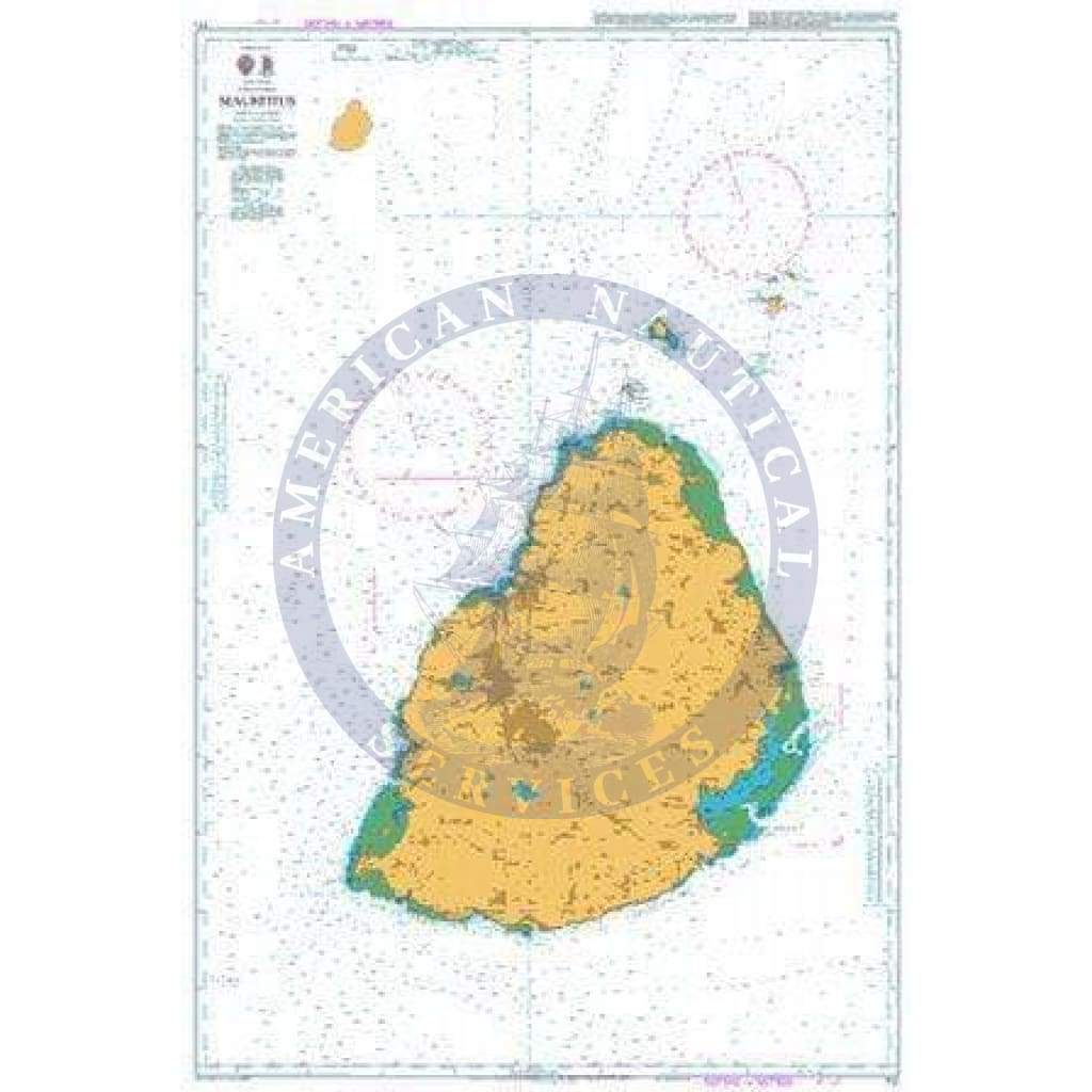 British Admiralty Nautical Chart  711: Indian Ocean, Mauritius