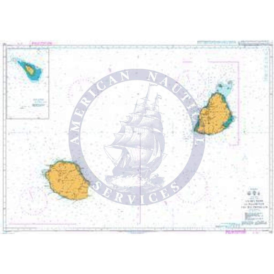 British Admiralty Nautical Chart 712: La Reunion to Mauritius - Amnautical