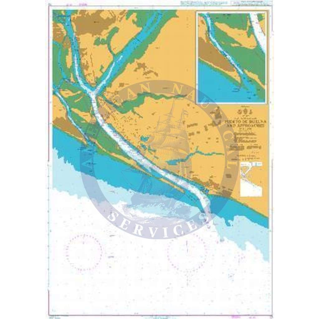 British Admiralty Nautical Chart  73: Spain - South West Coast, Puerto De Huelva and Approaches. Punta Umbria