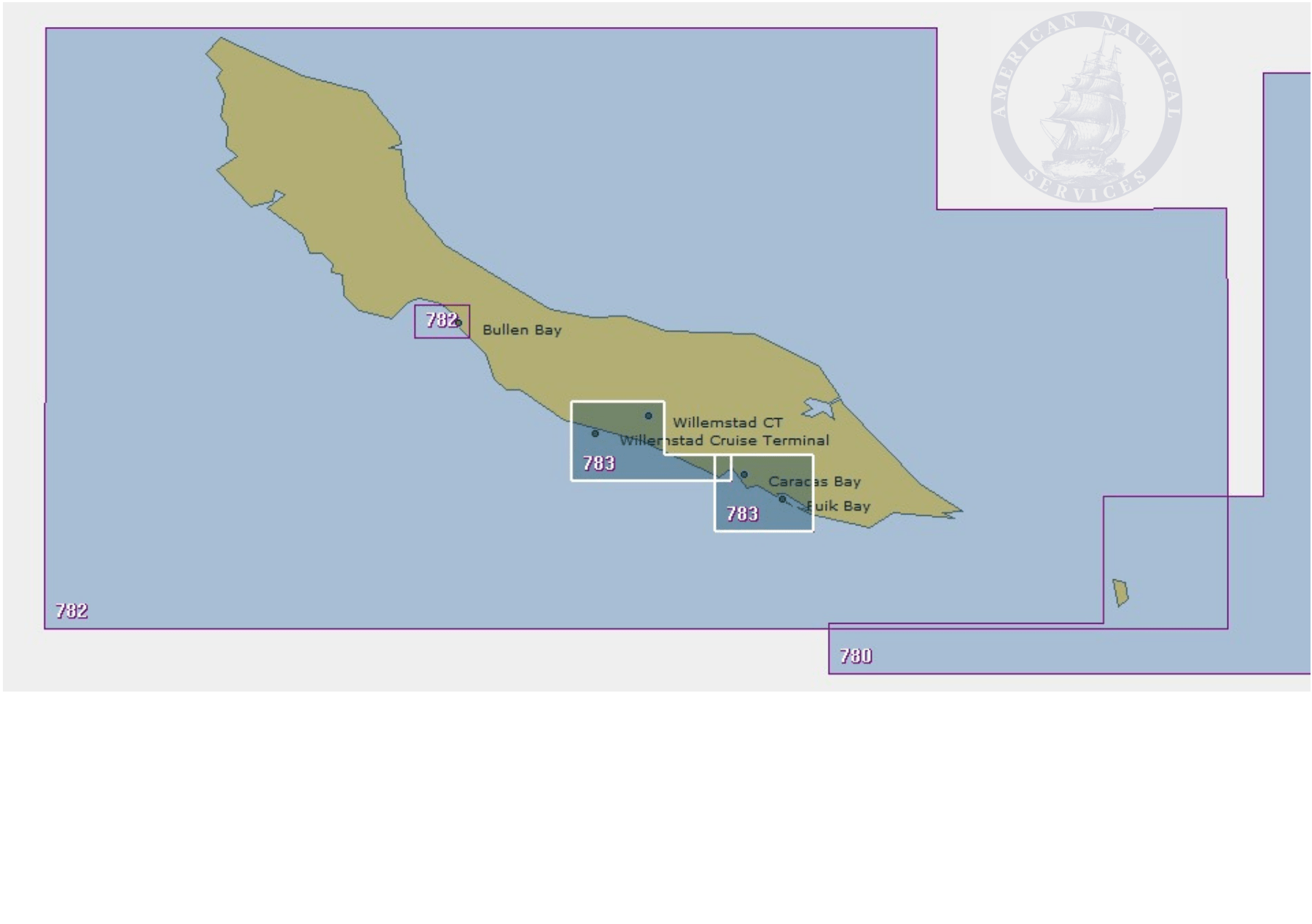 British Admiralty Nautical Chart 783: Curacao Sint Annabaai and Schottegat