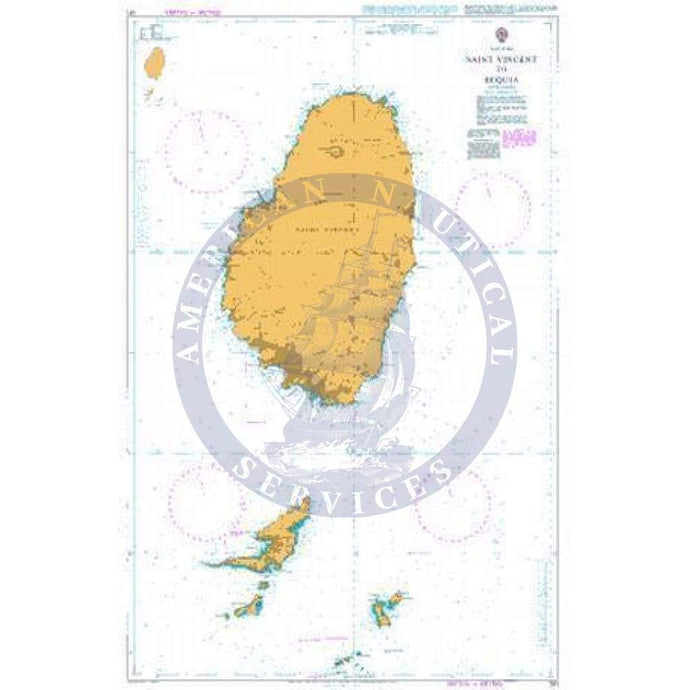 British Admiralty Nautical Chart 791: Saint Vincent to Bequia