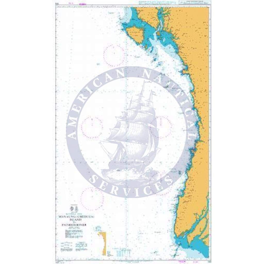 British Admiralty Nautical Chart 818: Manaung (Cheduba) Island to Pathein River