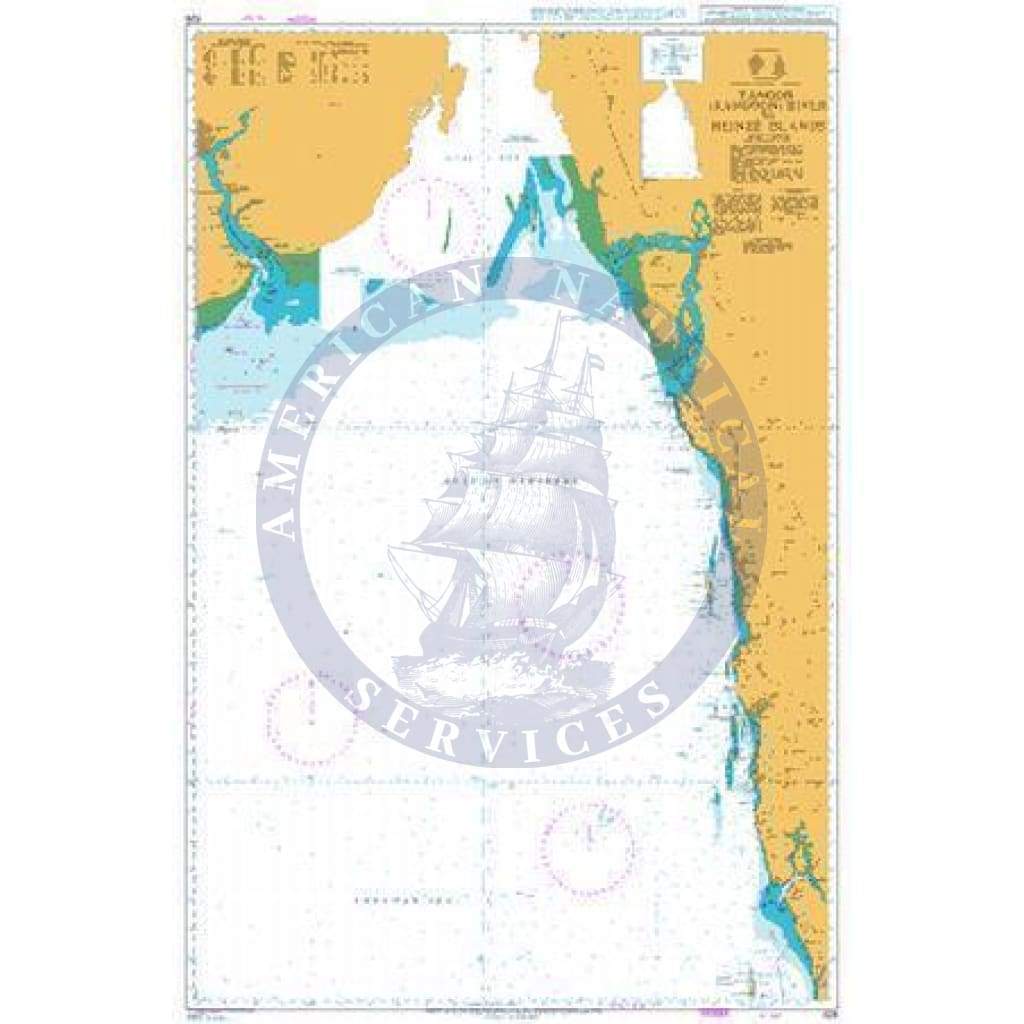 British Admiralty Nautical Chart 826: Yangon (Rangoon) River to Heinze Islands