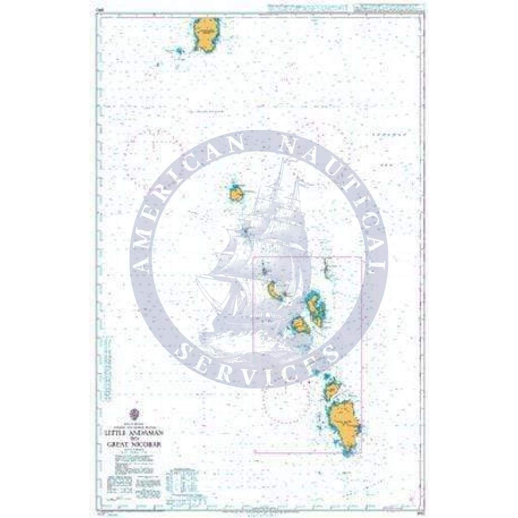 British Admiralty Nautical Chart  840: Little Andaman to Great Nicobar