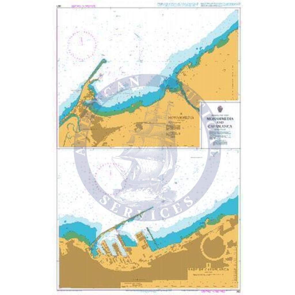 British Admiralty Nautical Chart 861: Morocco - West Coast, Approaches to Casablanca