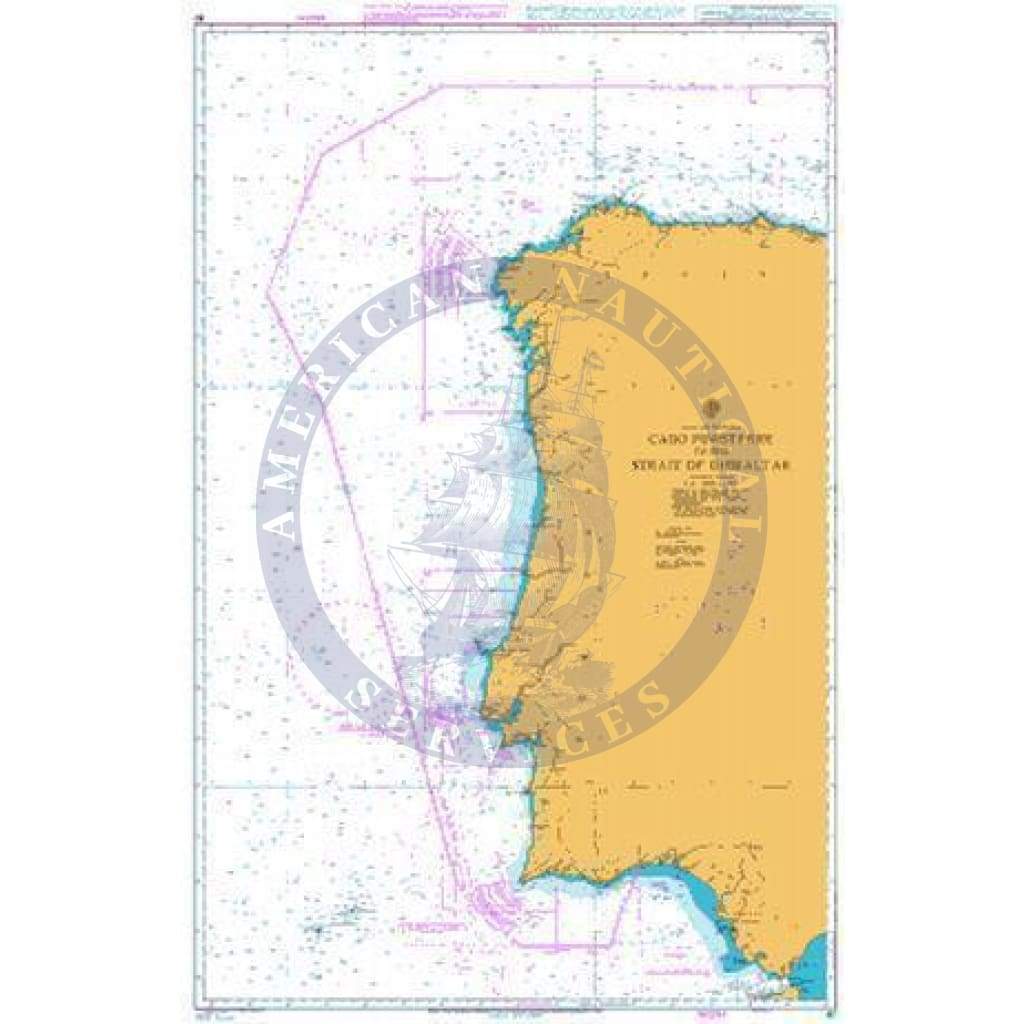 British Admiralty Nautical Chart 87: Spain and Portugal, Cabo Finisterre to the Strait of Gibraltar
