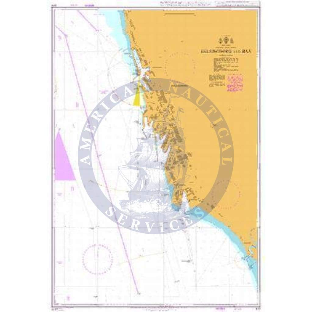 British Admiralty Nautical Chart 877: Sweden - West Coast, Helsingborg and Råå
