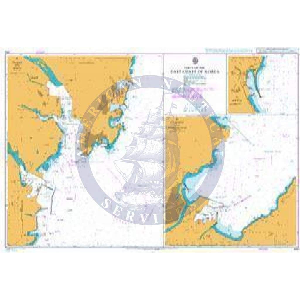 British Admiralty Nautical Chart 898: Korea, Ports on the East Coast of Korea