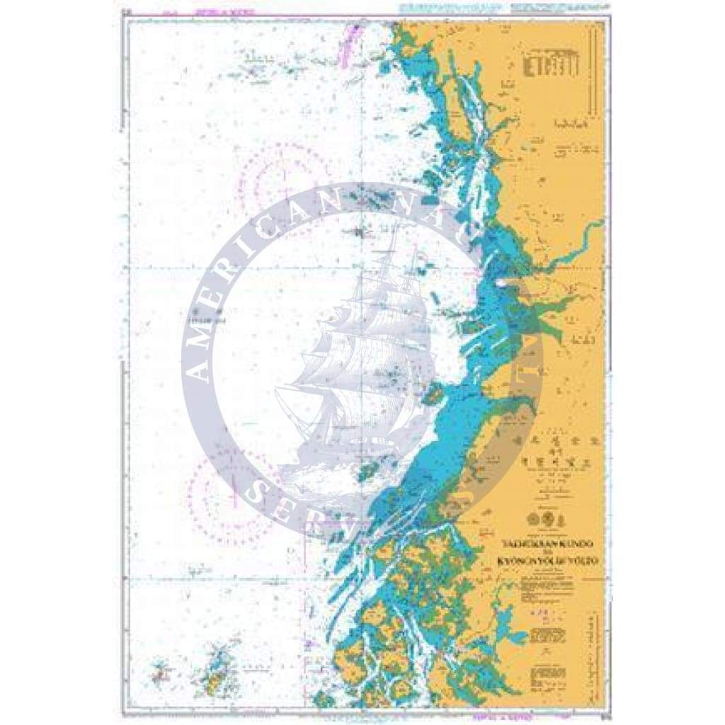 British Admiralty Nautical Chart 913: Taehuksan Kundo to Kyongnyolbi Yolto