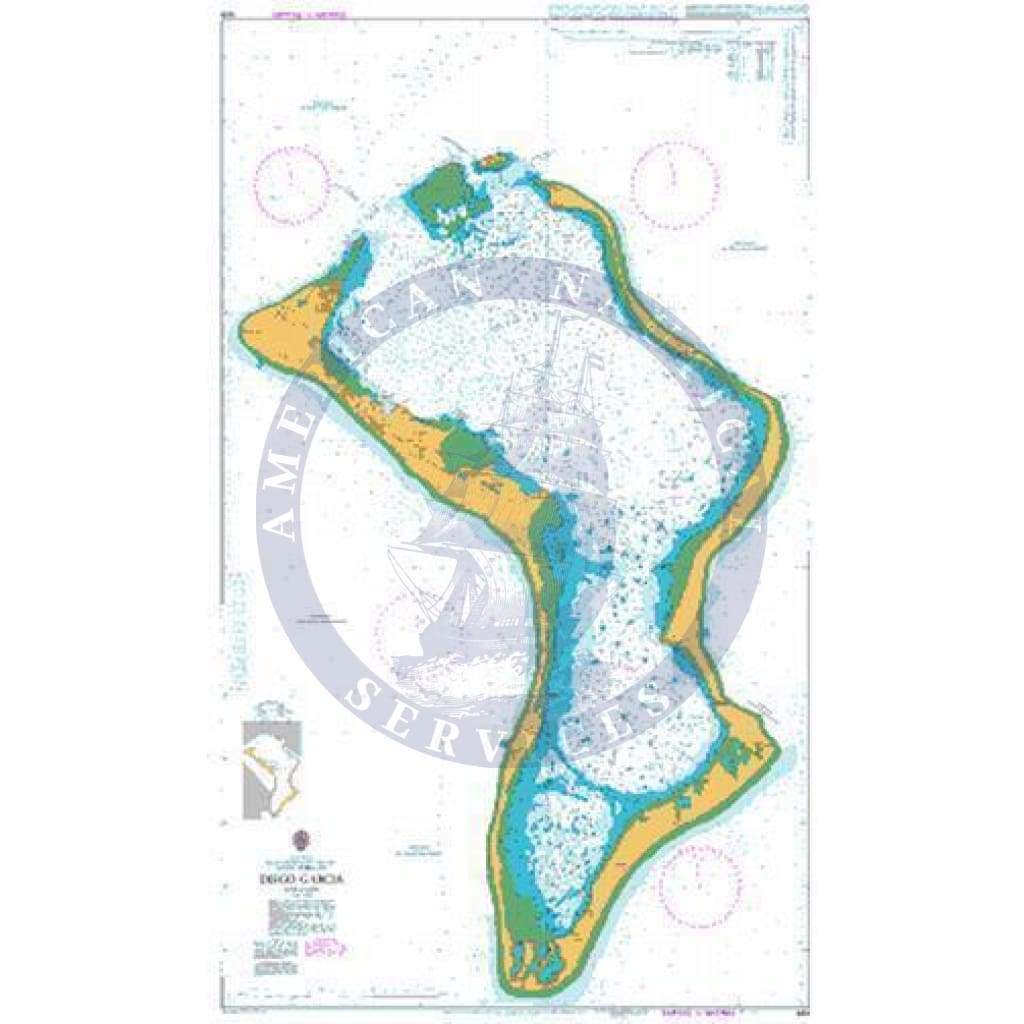 British Admiralty Nautical Chart 920: Indian Ocean, British Indian Ocean Territory, Chagos Archipelago, Diego Garcia