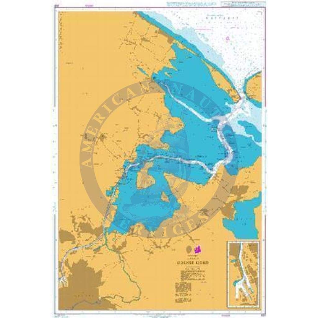 British Admiralty Nautical Chart 931: Denmark, Kattegat, Odense Fjord. Odense Nord