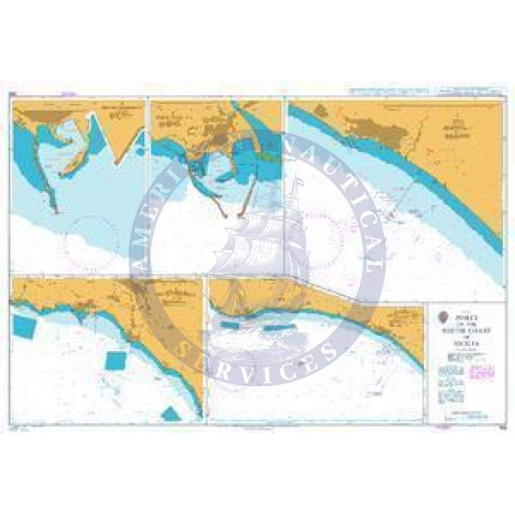 British Admiralty Nautical Chart 965: Italy, Ports on the South Coast of Sicilia