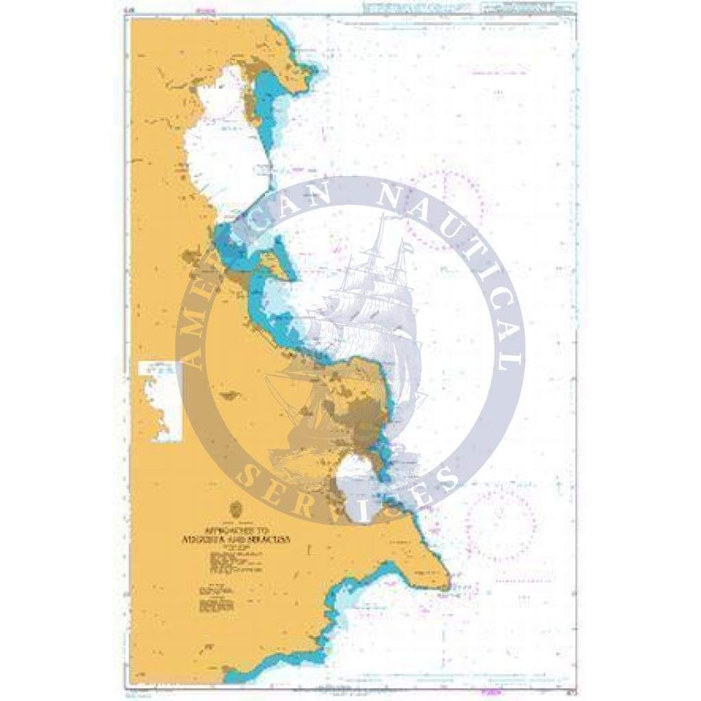 British Admiralty Nautical Chart 973: Approaches to Augusta and Siracusa