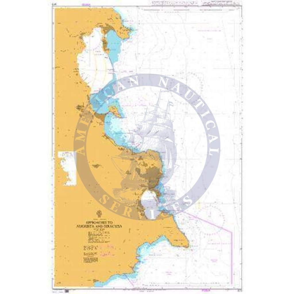 British Admiralty Nautical Chart 973: Italy – Sicilia, Approaches to Augusta and Siracusa