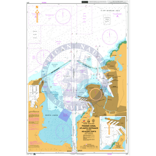 British Admiralty Nautical Chart CP1: Panama Canal Atlantic Entrance including Adjacent Ports