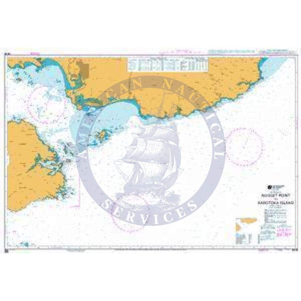 British Admiralty Nautical Chart NZ68: Nugget Point to Rarotoka Island
