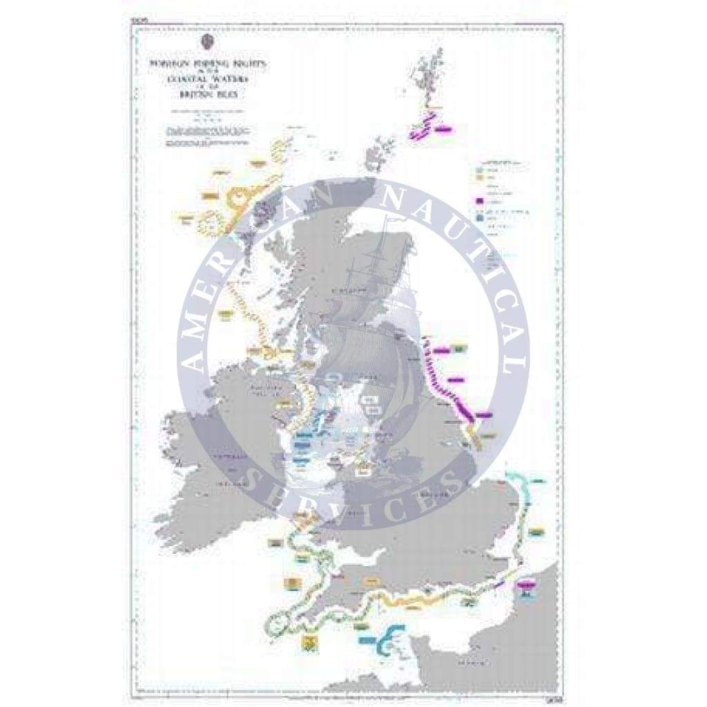 British Admiralty Nautical Chart Q6385: Foreign Fishing Rights In The Coastal Waters Of The British Isles