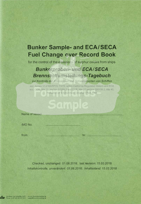 Bunker Sample and SECA Fuel Change-Over Record Book
